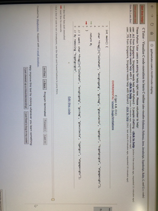  C language please. Visualize C code execution to learn C online