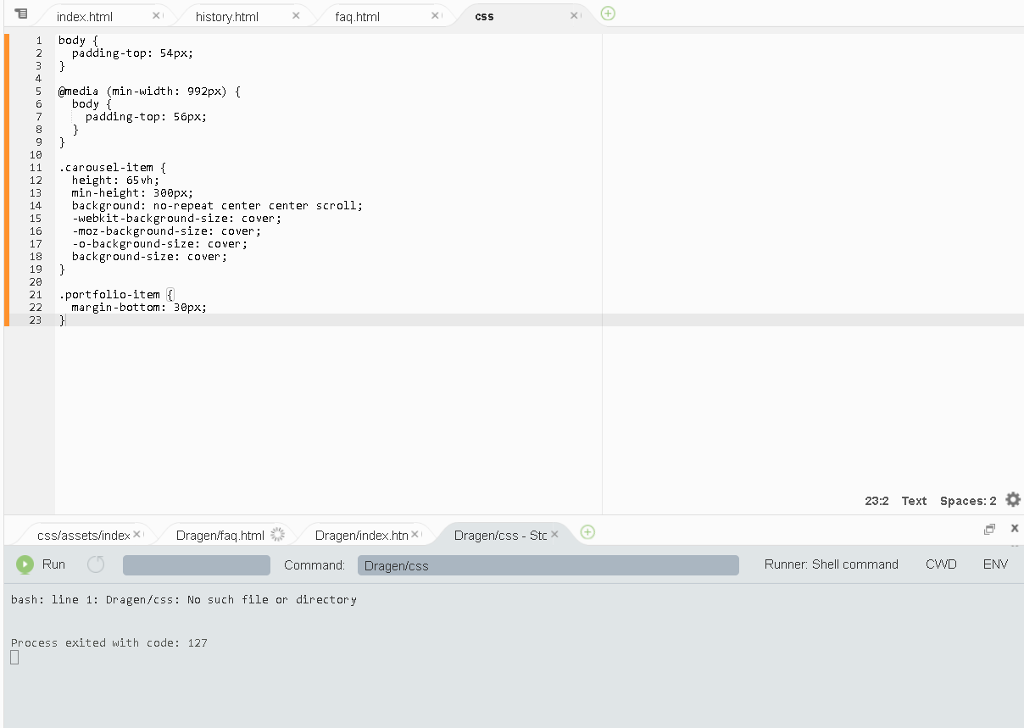 bash: line 1: Dragen/css: No such file or directory. Can anyone please