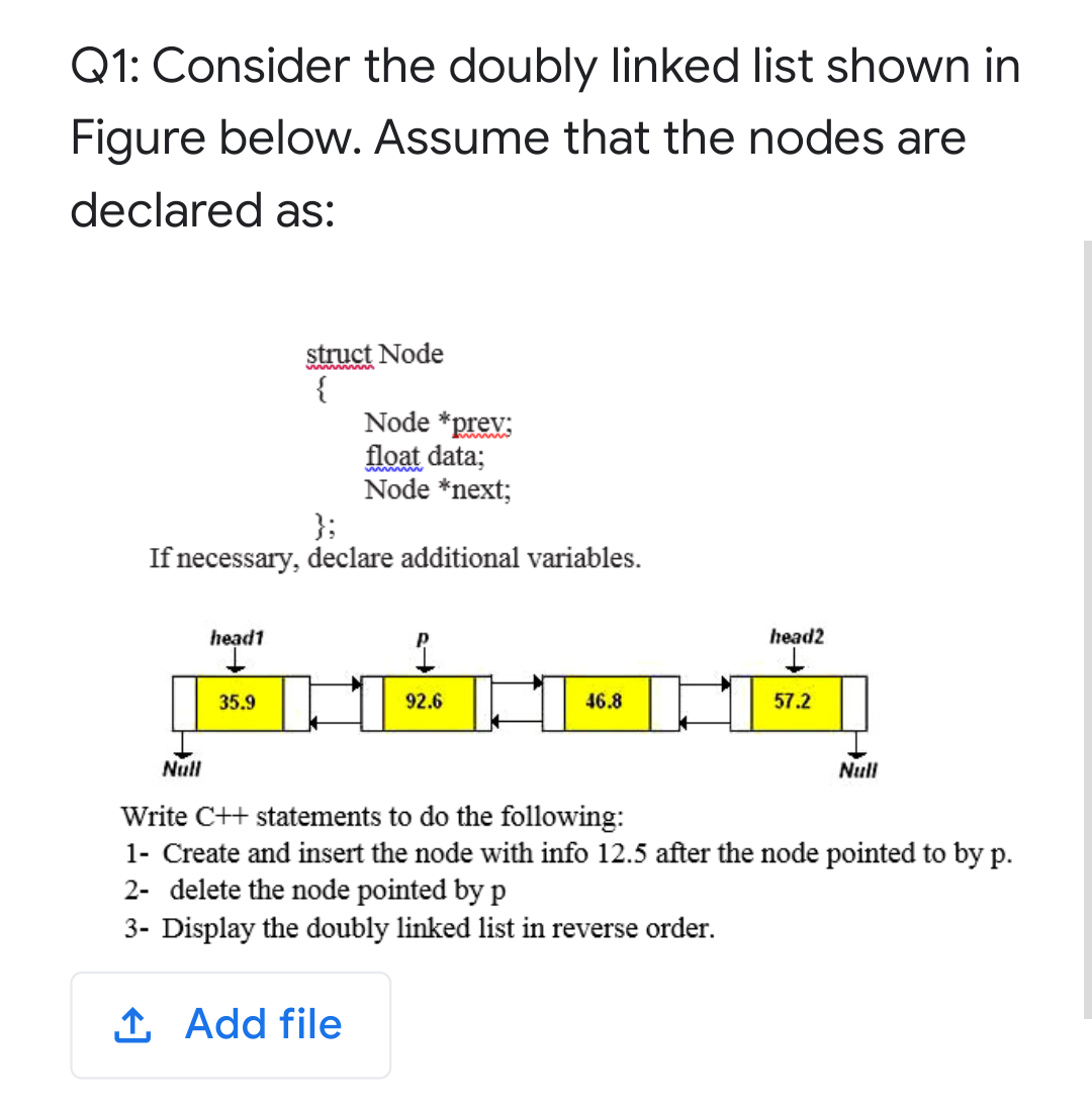 I need the solution about 30m please Q1: Consider the doubly
