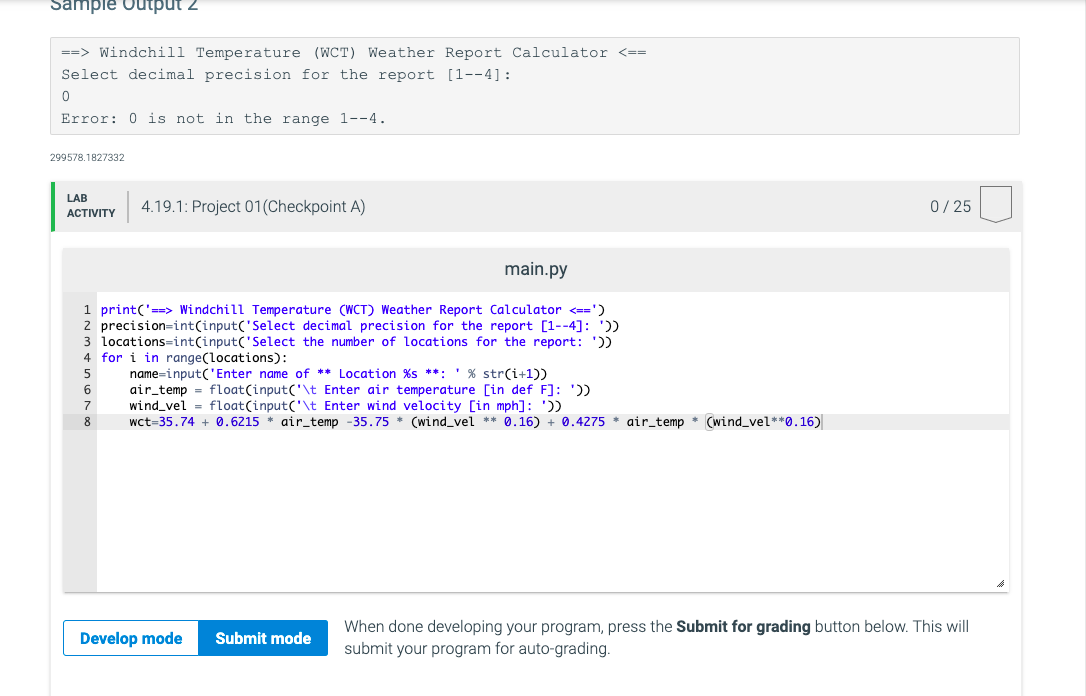 code I have having input problems with on zybooks. Checkpoint A For