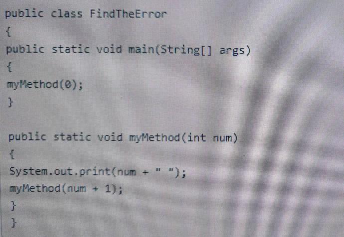 Find the error in Java public class FindTheError public static void main(String[]