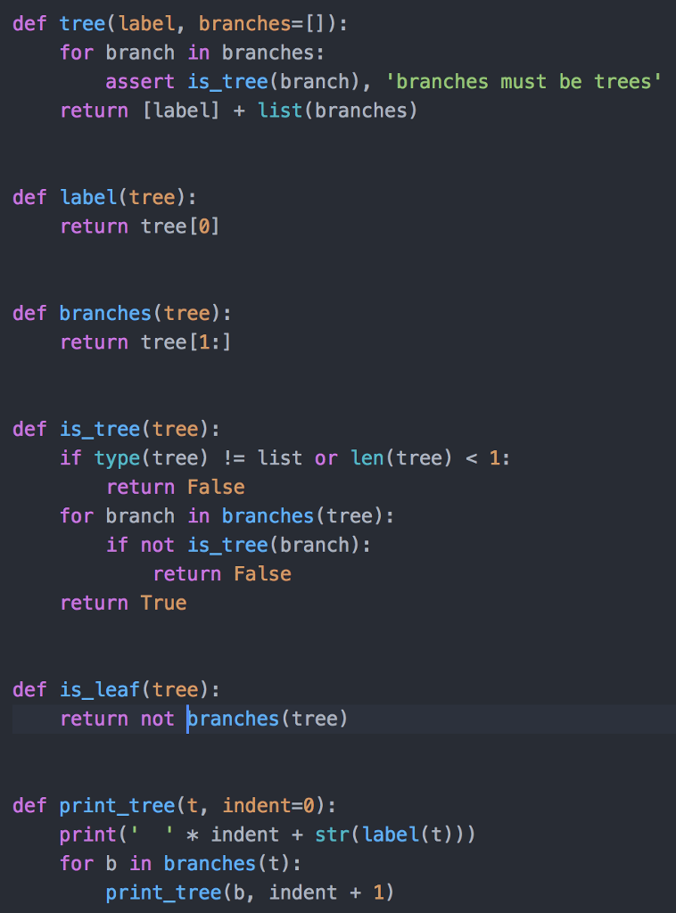 and returns a smallest leaf value. def min_leaf(t): Returns the smallest value