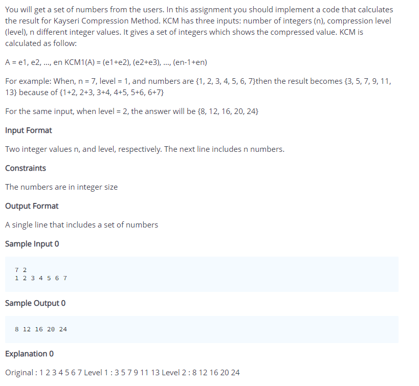 Please explain with JAVA code You will get a set of numbers