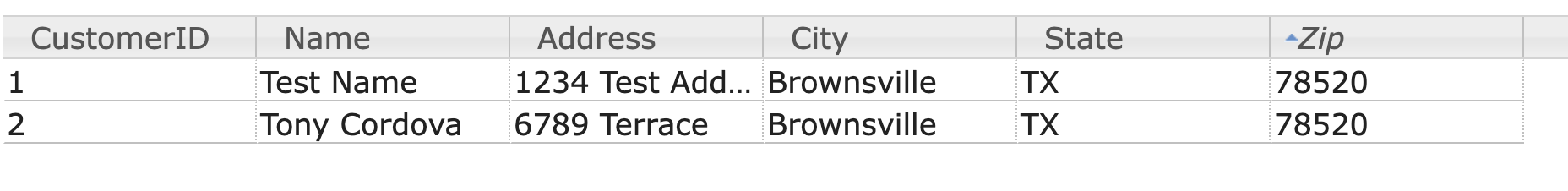 serve as your test database. This file contains the Customers table that