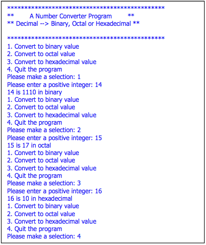 or hexadecimal equivalent. The function has 2 parameters: 'number'(decimal value to convert)