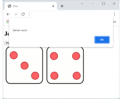 as the screenshot below. (2) The title of the webpage is Dice;