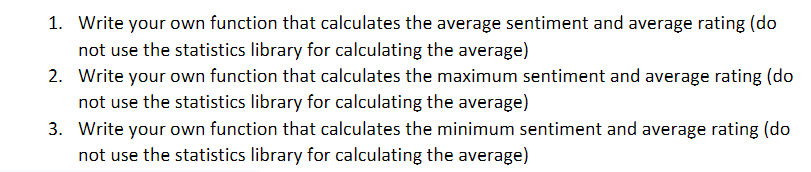 I need help calculating the sentiment for each review in Part 1.