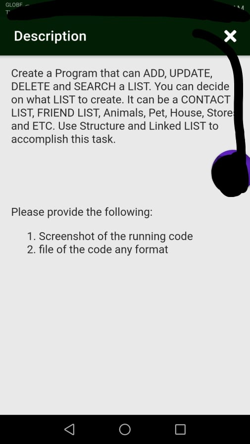  In c program GLOBE Description Create a Program that can ADD,