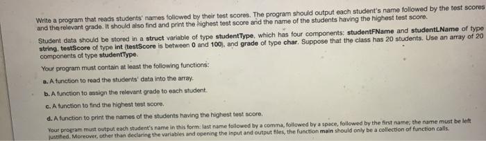 in c++ Write a program that reads students' names followed by their