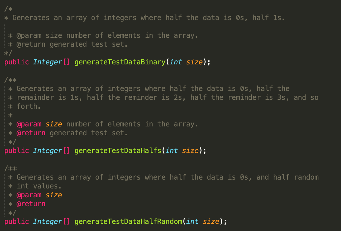 data and benchmark sorting algorithms on it (edited from Sedgewick and Wayne: