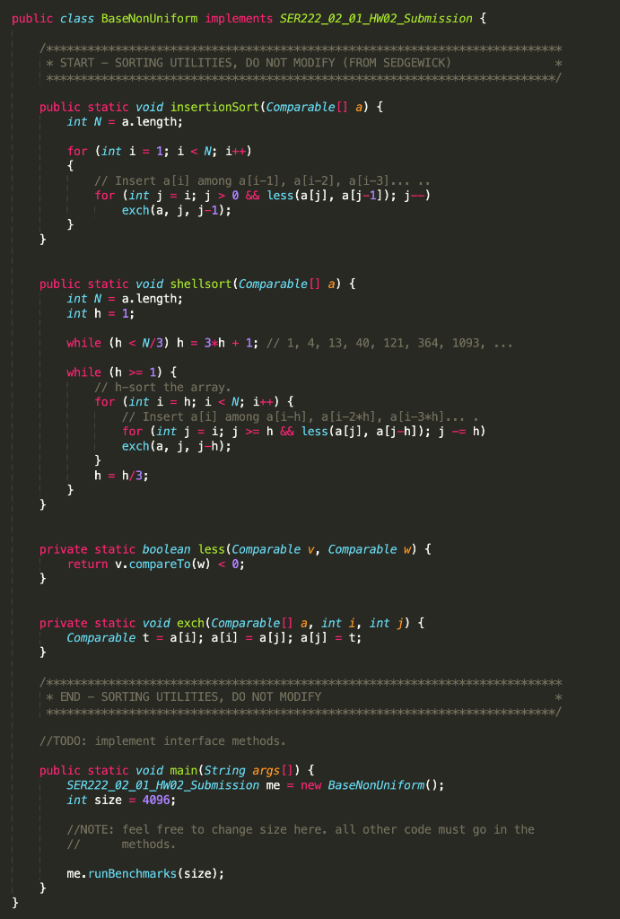 2.1.36). Already provided for you is BaseNonUniform.java which con- tains the existing
