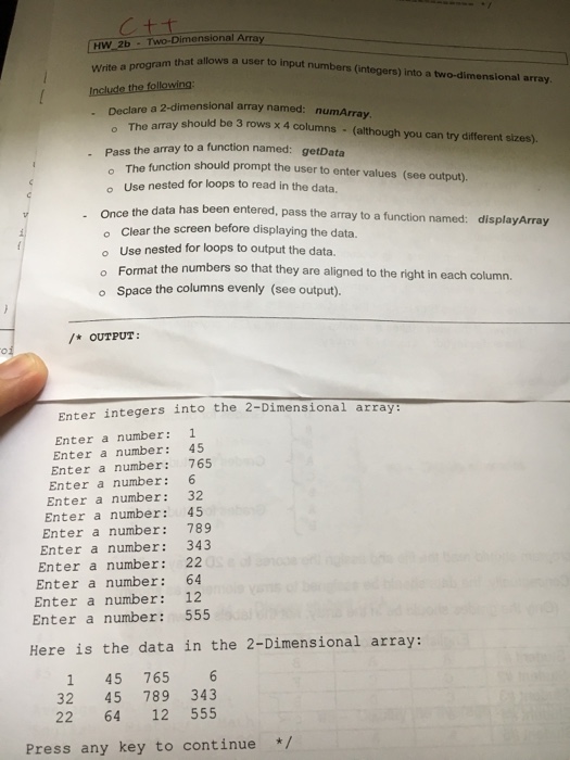  HW 2b-Two-Dimensional Array lows a user to input numbers (integers) into