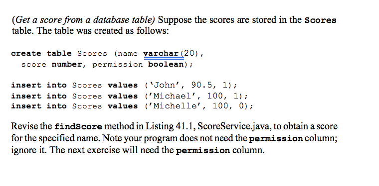 Here is 41.1 Listing (Get a score from a database table)