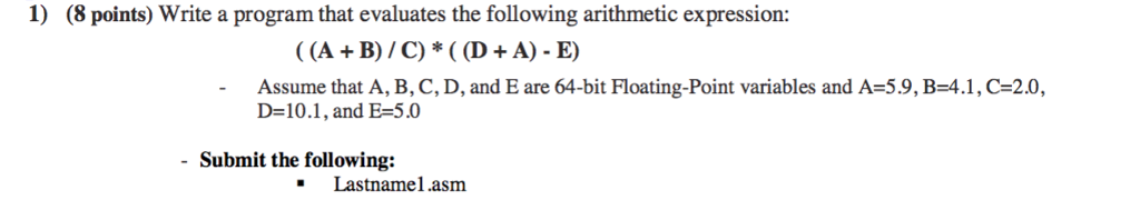  write in x86 MASM assembly program 1) (8 points) Write a