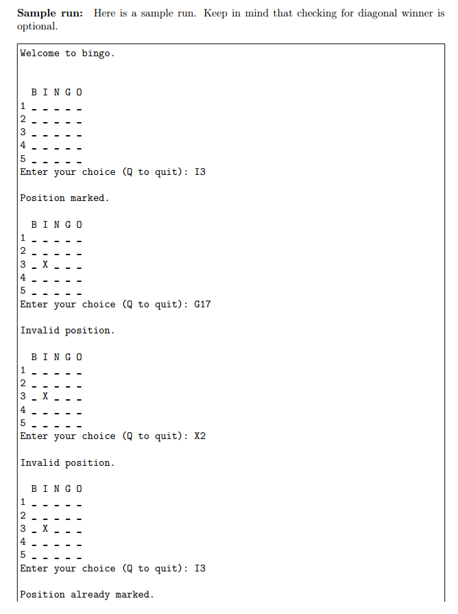 2, 3, 4, or 5). An X' should mark the positions already