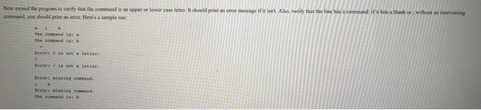 the command it read. Any blanks in front of the command are