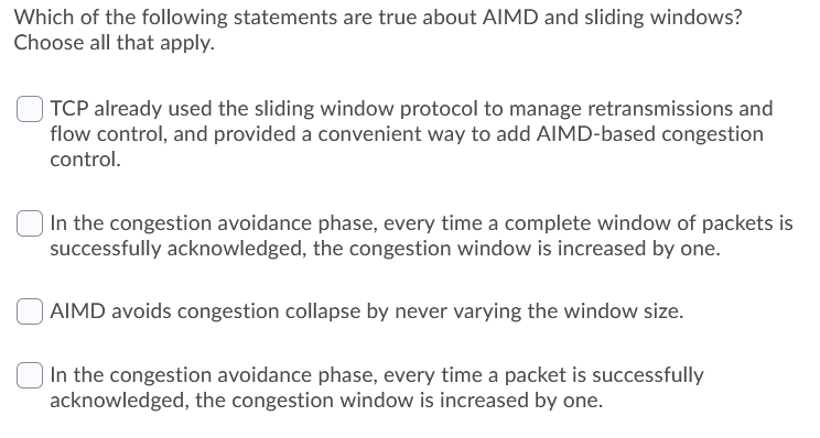important? Check all that apply. A self clocking sender naturally paces out