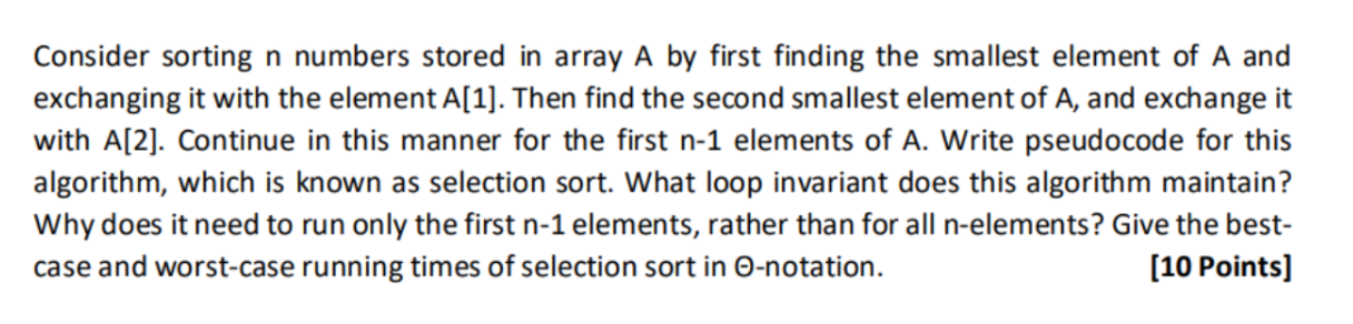 Please write clear, and in your words. Thank you. Consider sorting n