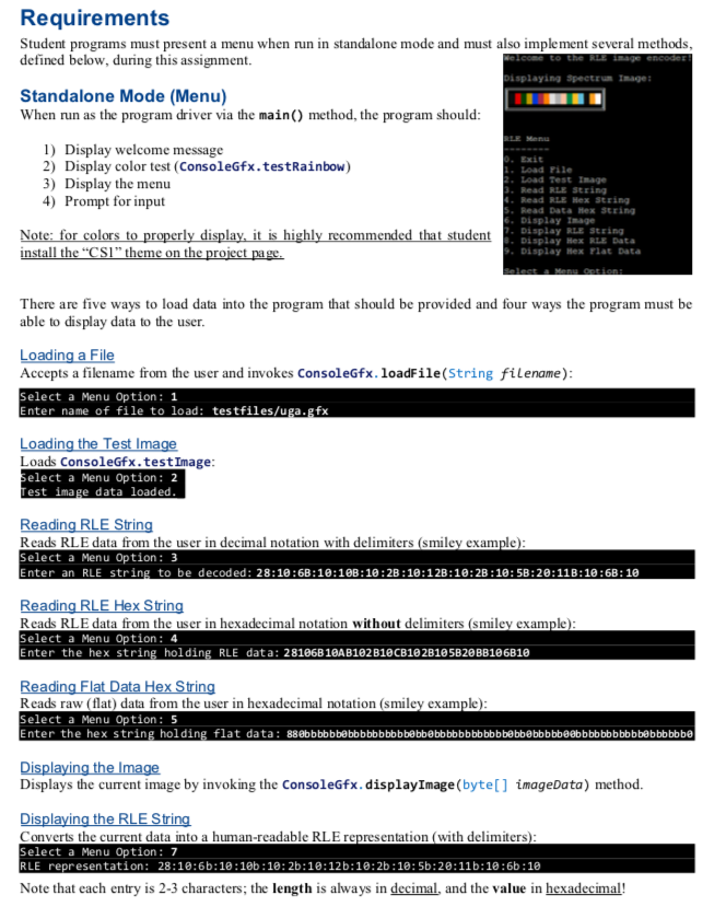 routines to encode and decode data for images using run-length encoding (RLE).