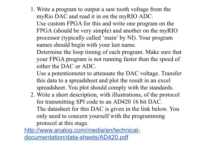  1. Write a program to output a saw tooth voltage from