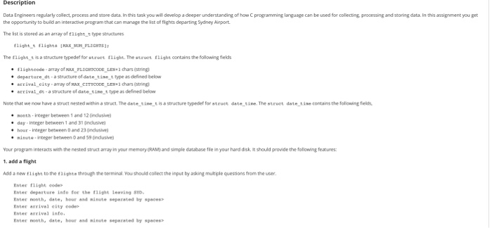  Description Data Engineers regularly collect process and store data nthis task