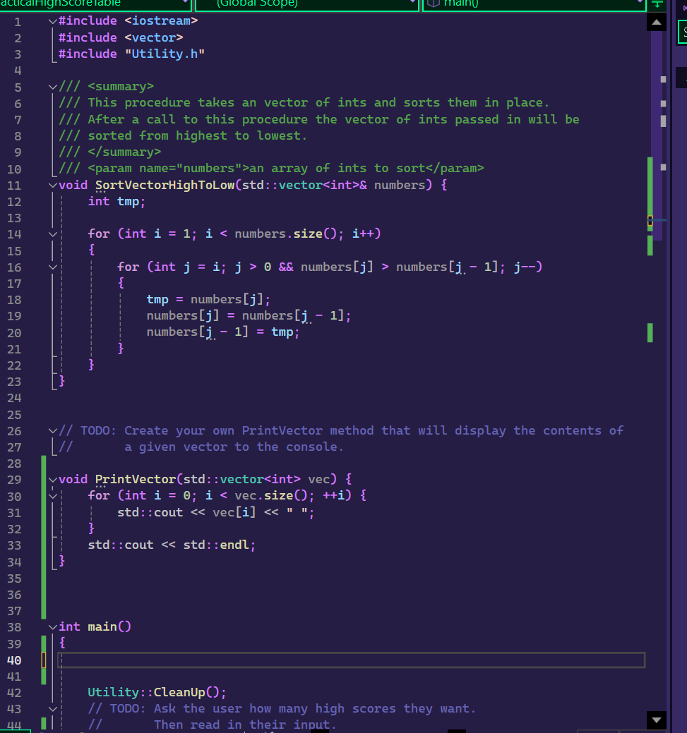  In C++, I need to make a high score table. How