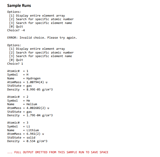 can display the information on demand Input Data File Specifications The chemical