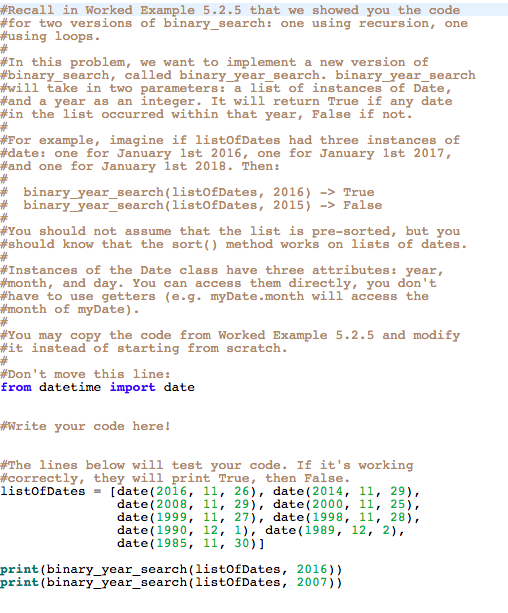 binary search using a loop! For now, four search will just return