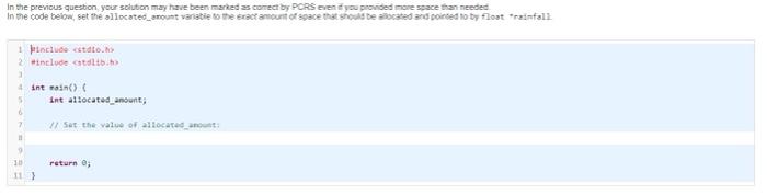 Int allocated anount; 2 // Set the value of allocated_count: 9 100