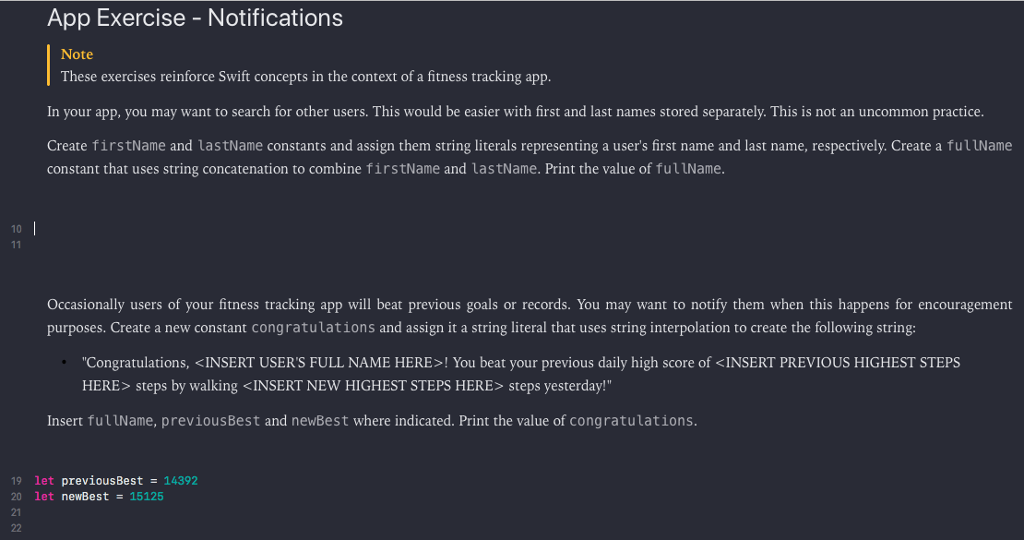 Compiling in xcode App Exercise - Notifications Note These exercises reinforce Swift