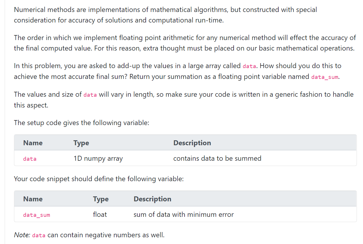  Numerical methods are implementations of mathematical algorithms, but constructed with special