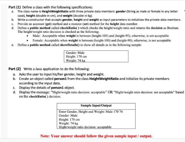 Java Part (1) Define a dass with the following specifications: a. The