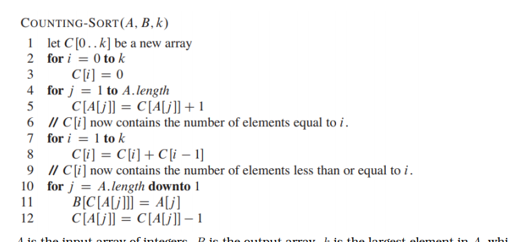 Implement using java code and please use ArrayList not Arrays COUNTING-SORT(A,