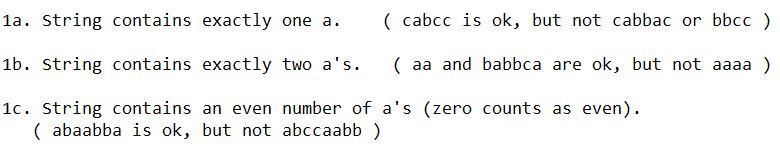 following languages. The alphabet for all is {a,b,c}. Empty strings are legal
