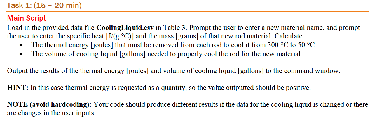 Please provide me with a code for zybooks or mathlab Task 1: