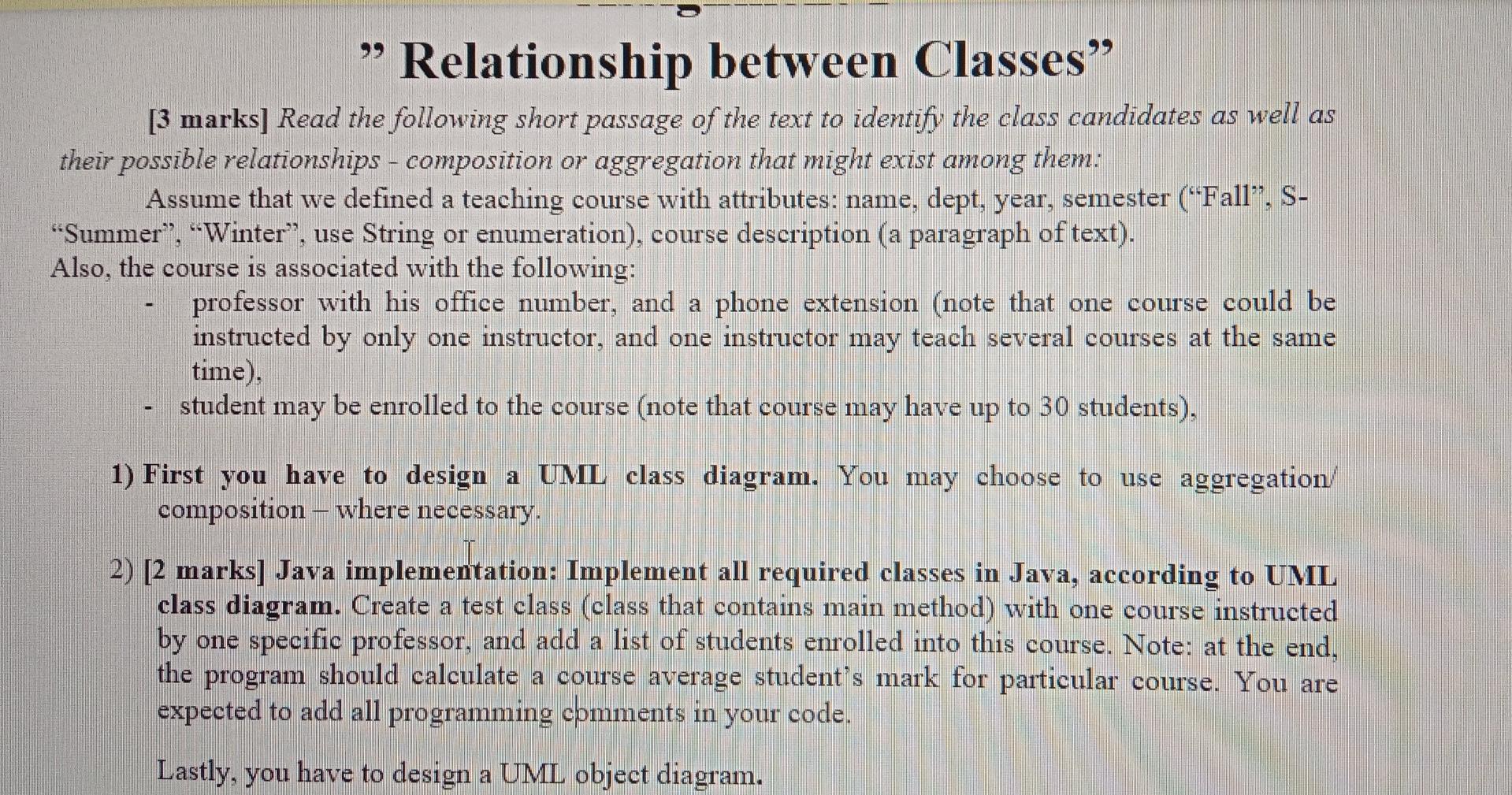  use java script to write the program a Relationship between Classes":
