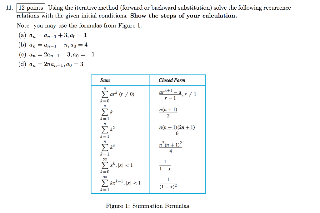  11.12 points Using the iterative method (forward or backward substitution) solve