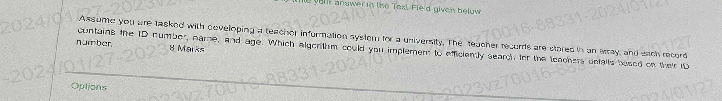  your answer in the Text-Field given below. Assume you are tasked