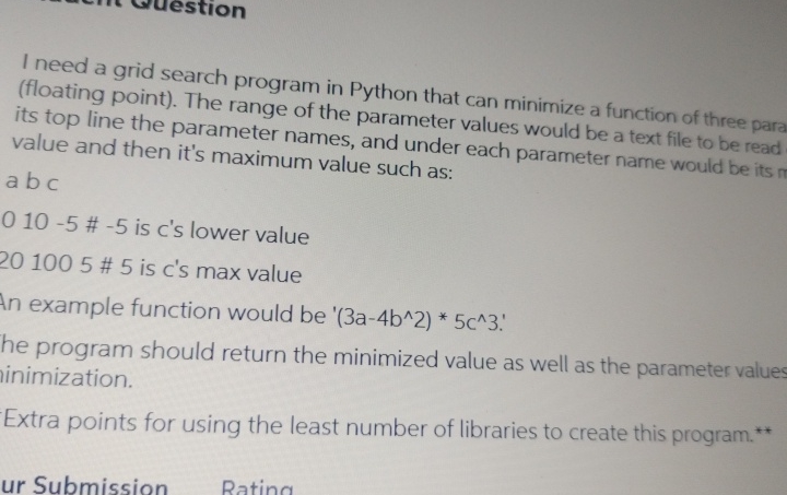  I need a grid search program in Python that can minimize
