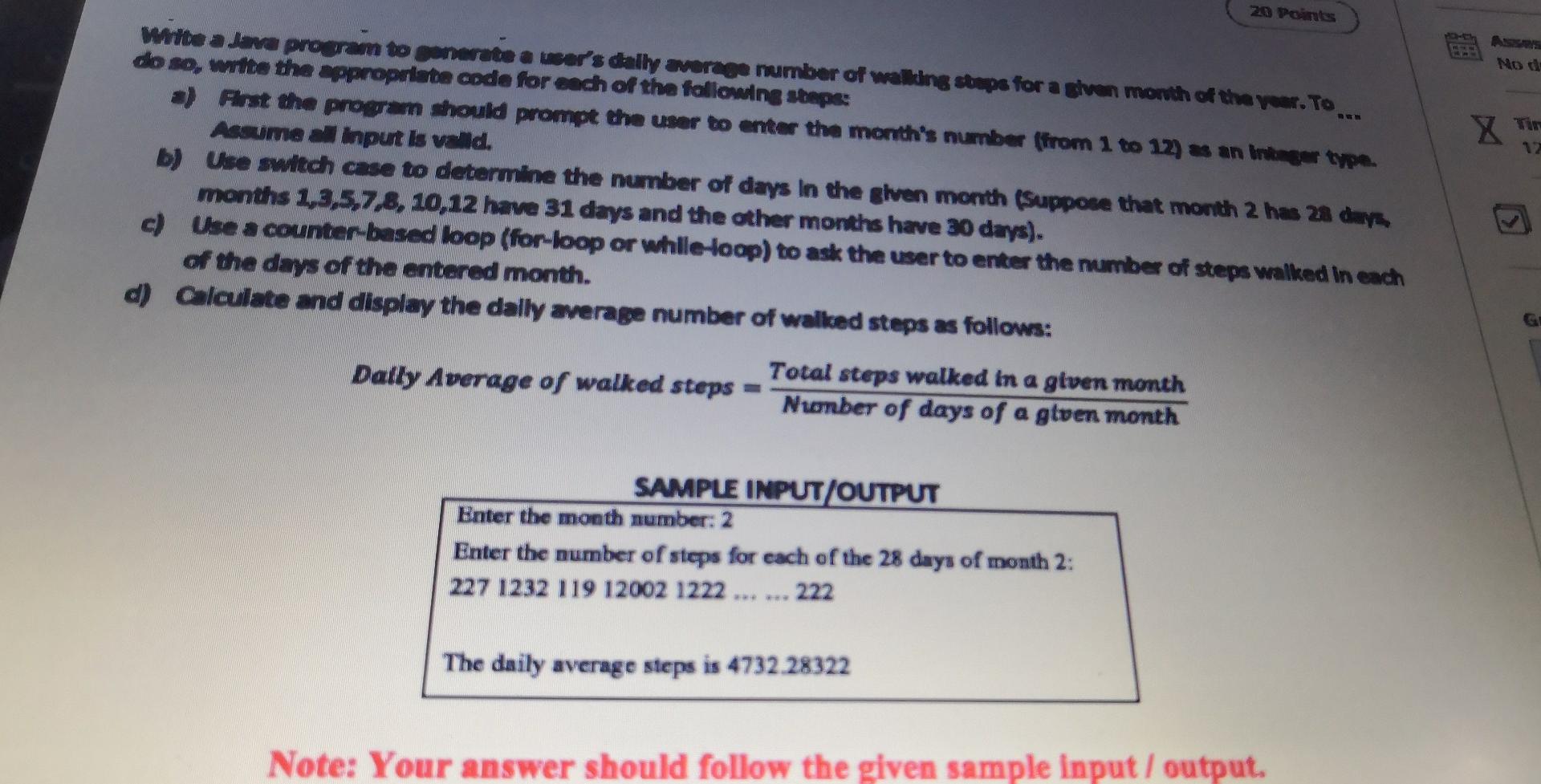  20 points No d X Write a Java program to generate