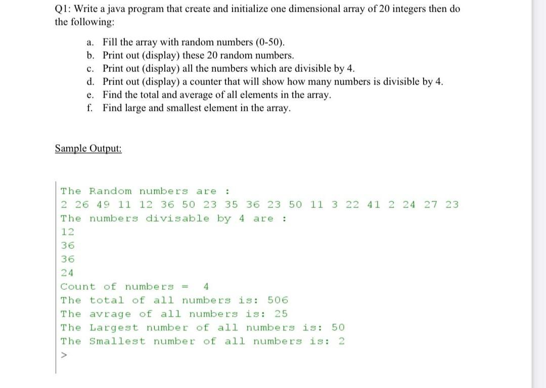 Can you answer this question for me please in java languages Q1: