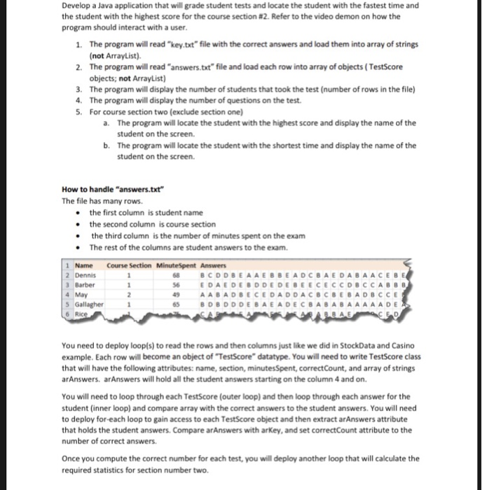  Develop a Java application that will grade student tests and locate