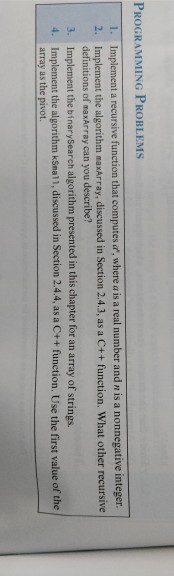 C++ Problem#2 Make sure to provide test cases for arrays of