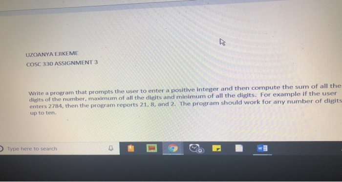  Using C programming UZOANYA EJIKEME COSC 330 ASSIGNMENT 3 and then
