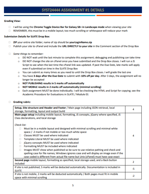 folder to hold all your files/folders). You will need to include: index.html