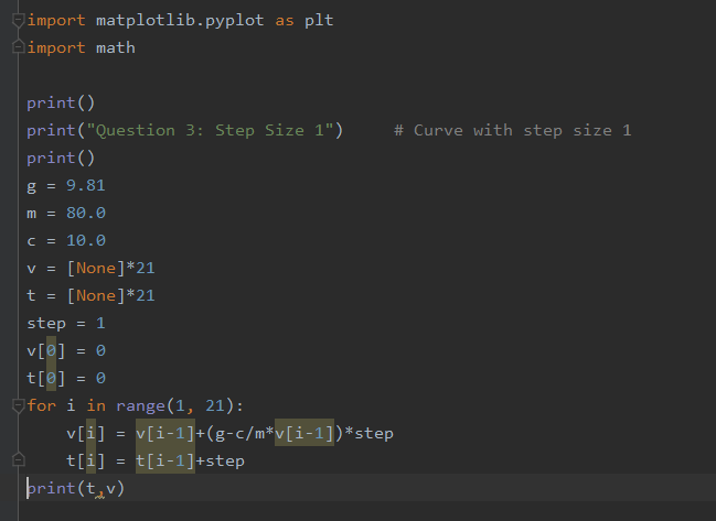 put in when the shoot opens at t=10 with a drag coefficient