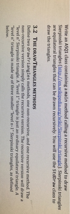  Write an A5Q1 class containing a main method calling a recursive