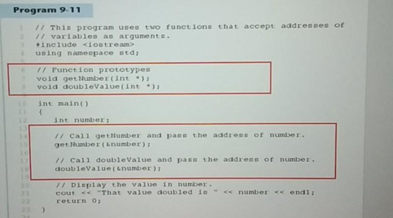  write in c++ and show the output Program 9.11 I! This