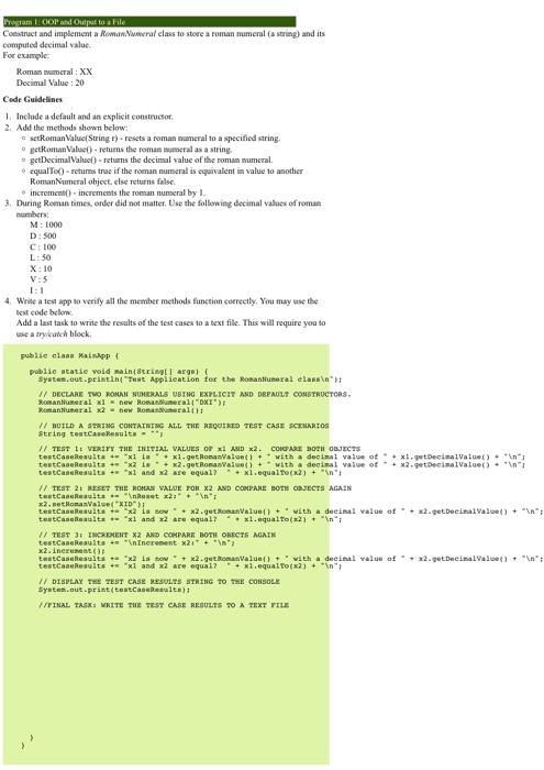 In Java Program 1: OOP and Output to a File Construct and