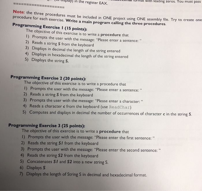  Using assembly language (play) in the register EAX. atwith leading zeros.